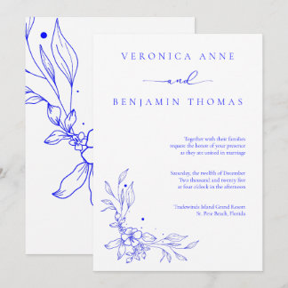 Simple Blue Jewel Tone Wedding Invitation