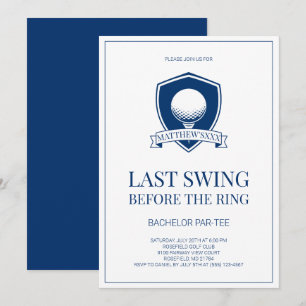 Simple Blue Last Swing Golf Bachelor Party Invitation