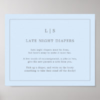 Simple Blue Late Night Diapers Baby Shower Game