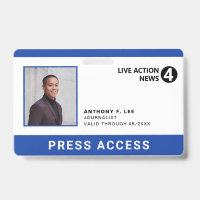 Simple Blue Logo Press Employee Photo ID