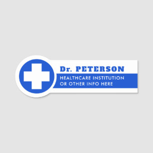 Simple Blue Medical Healthcare Doctor Name Tag