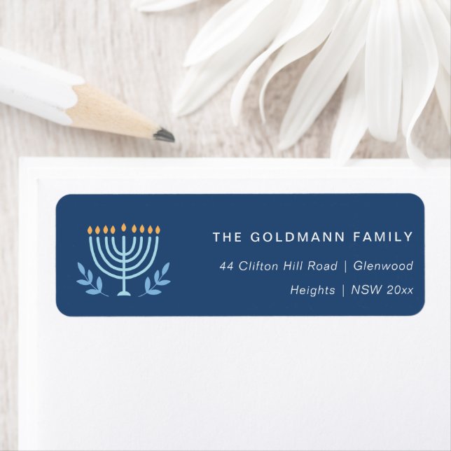 Simple Blue Menorah bougies Hanoukka Adresse (En situation)