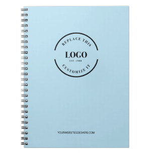 Simple BLUE Minimalist Custom Logo Branded Notebook