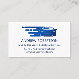 Simple Blue Mobile Car Wash Auto Detailing Business Card