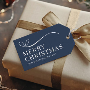 Simple blue modern Merry Christmas Gift Tags