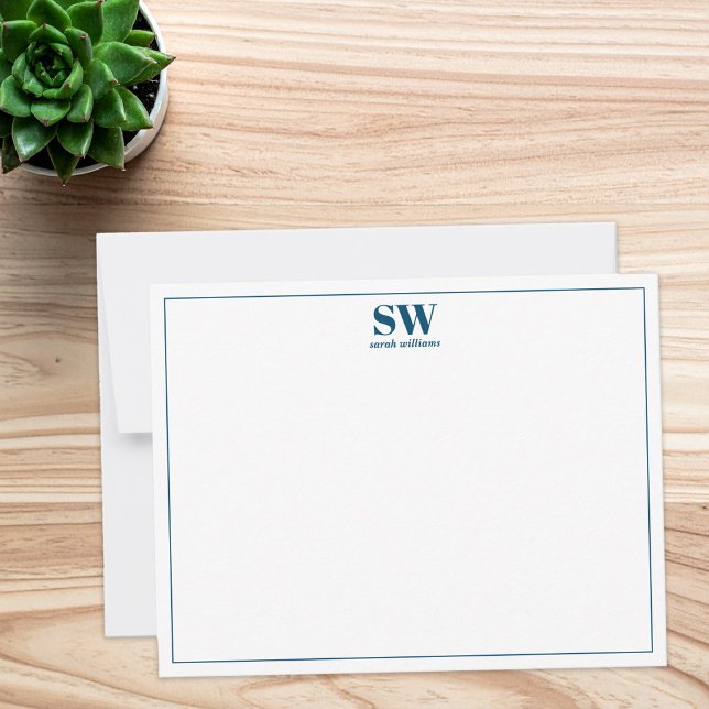 Simple Blue Modern Personalized Monogram Card (Creator Uploaded)