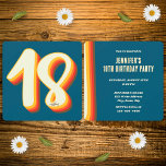 Simple Blue Modern Retro Groovy 18th Birthday Invitation<br><div class="desc">If you're looking for an awesome retro groovy-inspired birthday party invitation,  look at our Simple Blue Modern Retro Groovy 18th Birthday Invitation! This design features typography with a gradient inspired by the colour of a sunset. Great idea for a 1970s inspired birthday party!</div>