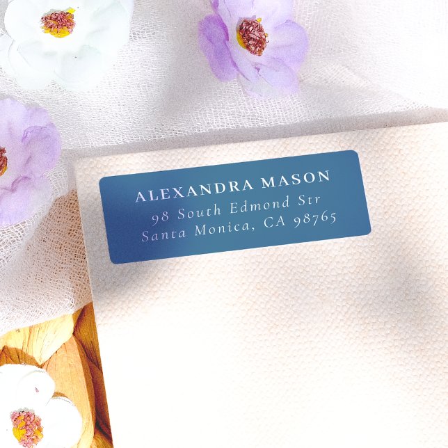 Simple Blue Modern Serif Adresse de retour (Label Mock-up)
