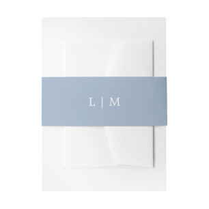 Simple Blue Monogram Minimal Elegant Wedding Invitation Belly Band