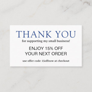 Simple Blue Monogram Modern Discount Card