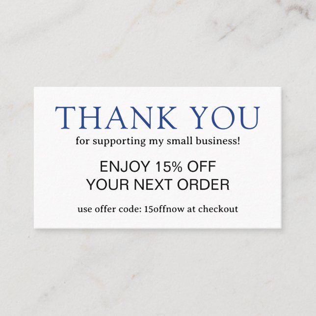 Simple Blue Monogram Modern Discount Card (Front)