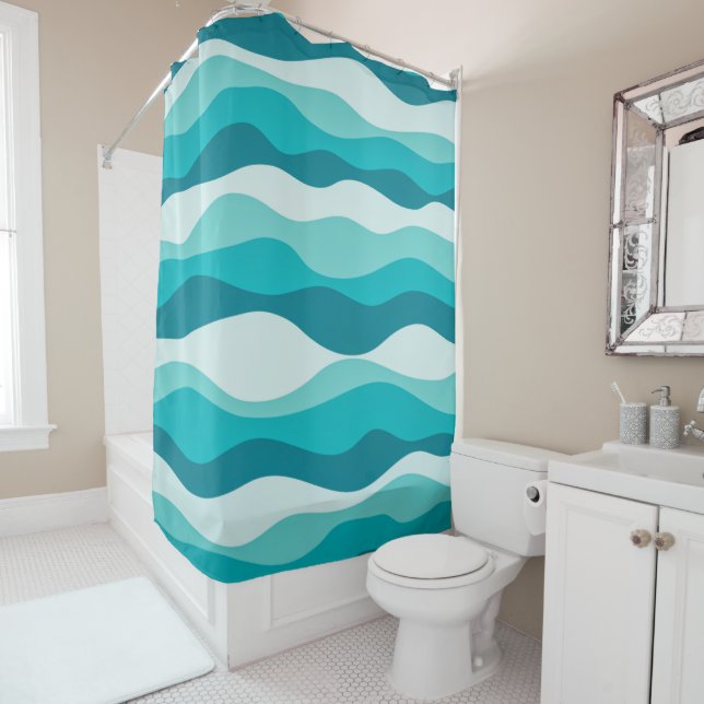 Simple Blue Ocean Waves Abstract Pattern | (In Situ)