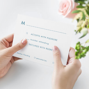 Simple Blue Ombre Bar Mitzvah Meal Options RSVP Card