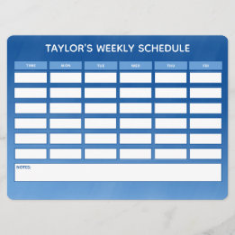 Simple Blue Ombre Weekly School Schedule 