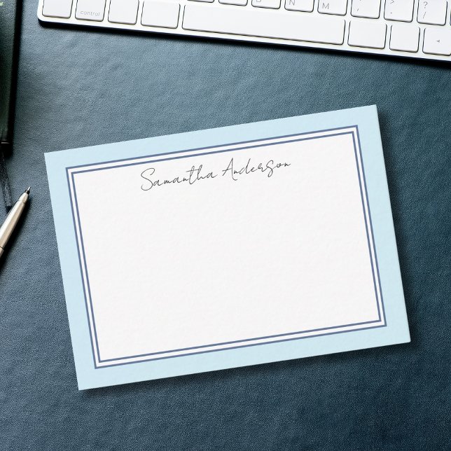 Simple Blue Personalized Flat Note Card (Creator Uploaded)