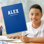 Simple Blue Personalized School Subject Notebook<br><div class="desc">How exciting your children are going back to school and they are going to learn so much!  Here is a simple,  yet modern personalized notebook. Available in different colours for the different subjects,  customize your notebook for your mathematics,  science,  social studies,  language arts,  music,  art and reading classes.</div>