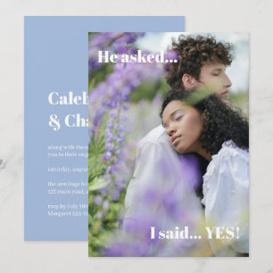 Simple Blue Photo Engagement Party Invitation