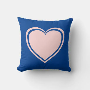 Simple Blue Pink Heart Valentine`s Day Throw Pillow