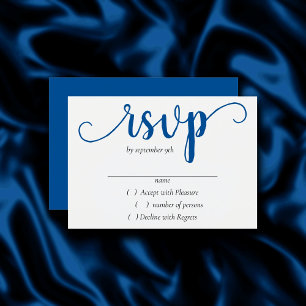 Simple Blue Script Cerulean Classic Flourish RSVP Card