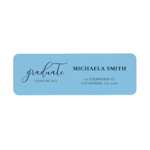 Simple Blue Script Graduation Return Address