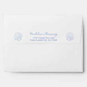 Simple Blue Shell Return Address Bridal Shower Envelope