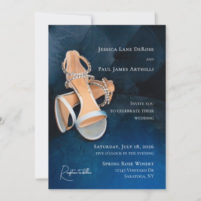 Simple Blue Shoes Wedding Invitation (Front)
