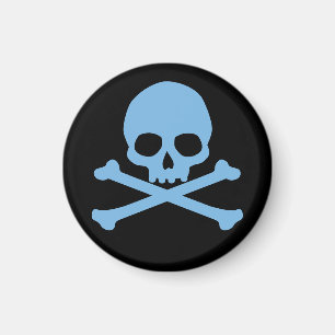 Simple Blue Skull and Crossbones Magnet