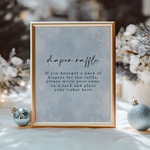 Simple Blue Snowflakes Winter Baby Diaper Raffle Poster