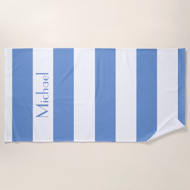 Simple Blue Striped Beach Towel (Front)