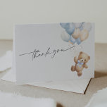 Simple Blue Teddy Bear Baby Boy Shower Thank You Card<br><div class="desc">Express your gratitude with our adorable Cute Teddy Bear Baby Boy Shower Thank You Card. Designed with a charming watercolor Teddy Bear adorned with a sweet blue ribbon, it perfectly captures the joy of your baby shower. Each card measures 5.6 x 4 inches when folded, making them convenient to send...</div>