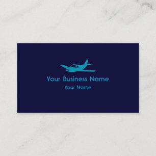 Simple blue theme airplane custom business cards