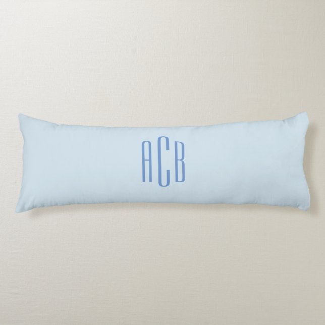 Simple Blue Three Letter Monogram Body Pillow (Front)