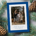 Simple blue tweed frame Christmas photo Holiday Card<br><div class="desc">This simple holiday card features one photo on the front surrounded by a bright blue tweed frame. The bright fabric effect (please note it only has the appearance and no actual texture) gives it a wintry vibe, and the type allows you to create your own personalized message. The back has...</div>