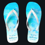 Simple Blue Unisex Bride Groom Sandals Wedding<br><div class="desc">This simple yet stylish pair of gradient blue flip flops perfect for bride and groom to wear in wedding day, bachelor/bachelorette party, honeymoon or other celebration. ♥Customize it with your wording by using the template fields. ♥ If you want to change the font style, colour or text placement, simply click...</div>