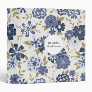 Simple Blue Viney Flowers Teacher Binder
