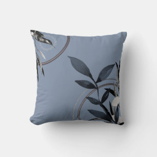 Simple Blue Watercolor Leaves Throw Pillow