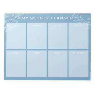 Simple Blue Weekly Planner Notepad