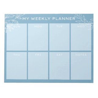 Simple Blue Weekly Planner Notepad