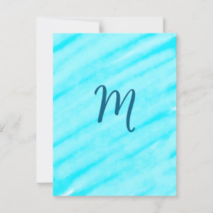 simple blue whi watercolor lines add your monogram postcard