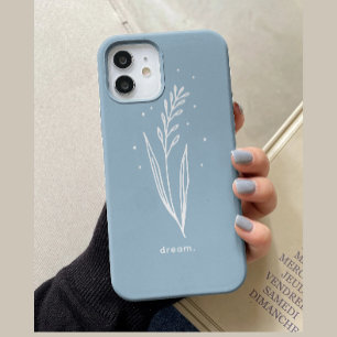 Simple Blue White Aesthetic Floral Personalized Case-Mate iPhone 14 Case