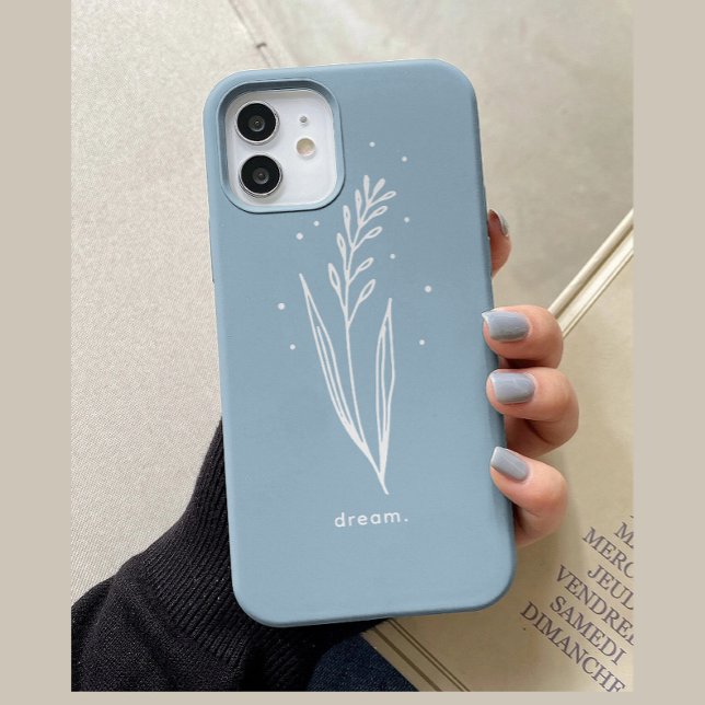 Simple Blue White Aesthetic Floral Personalized Case-Mate iPhone Case (Creator Uploaded)