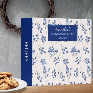 Simple Blue & White Country Flower Recipe Binder