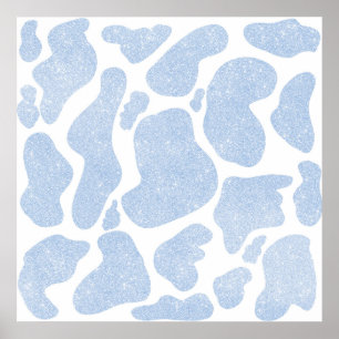 Simple Blue White Large Cow Spots Animal Pattern Poster