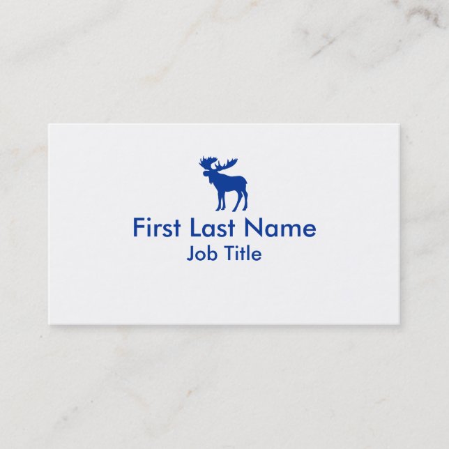 Simple blue white moose business cards (Front)