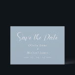 Simple Blue & White Script Wedding Save the Date<br><div class="desc">Simple and modern white on blue background wedding “Save the Date”.  Perfect for any season wedding.</div>