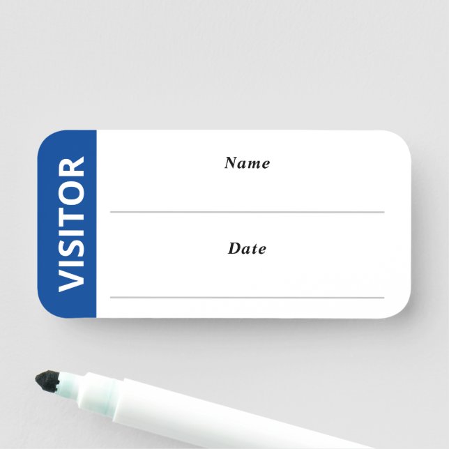 Simple Blue White Visitor Guest Badge (In Situ)