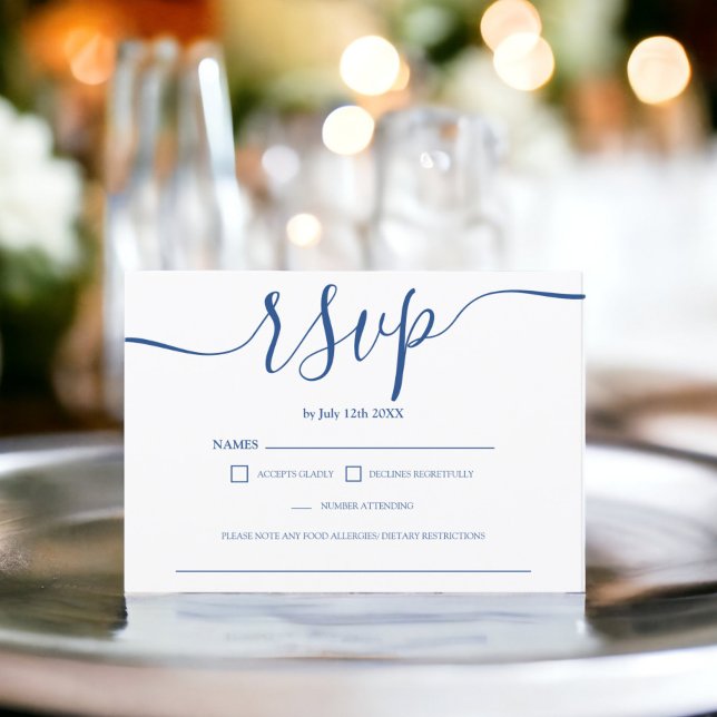 Simple blue white wedding rsvp monogram (Simple blue white wedding rsvp monogram)