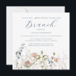 Simple Blue Wildflower 90th Birthday Brunch Invitation<br><div class="desc">Elegant Blue Pink Simple Watercolor Wildflower Garden Flowers 90th Birthday Brunch Invitation</div>
