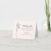 Simple Blue Wildflower Sympathy Thank You Folded