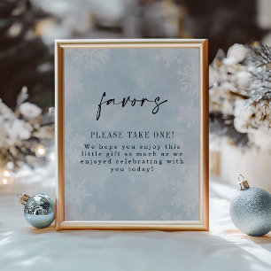 Simple Blue Winter Snowflakes Shower Favour Poster